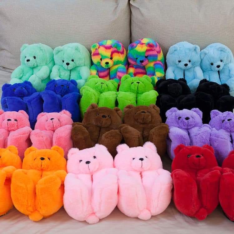 Fuzzy Teddy bear slippers