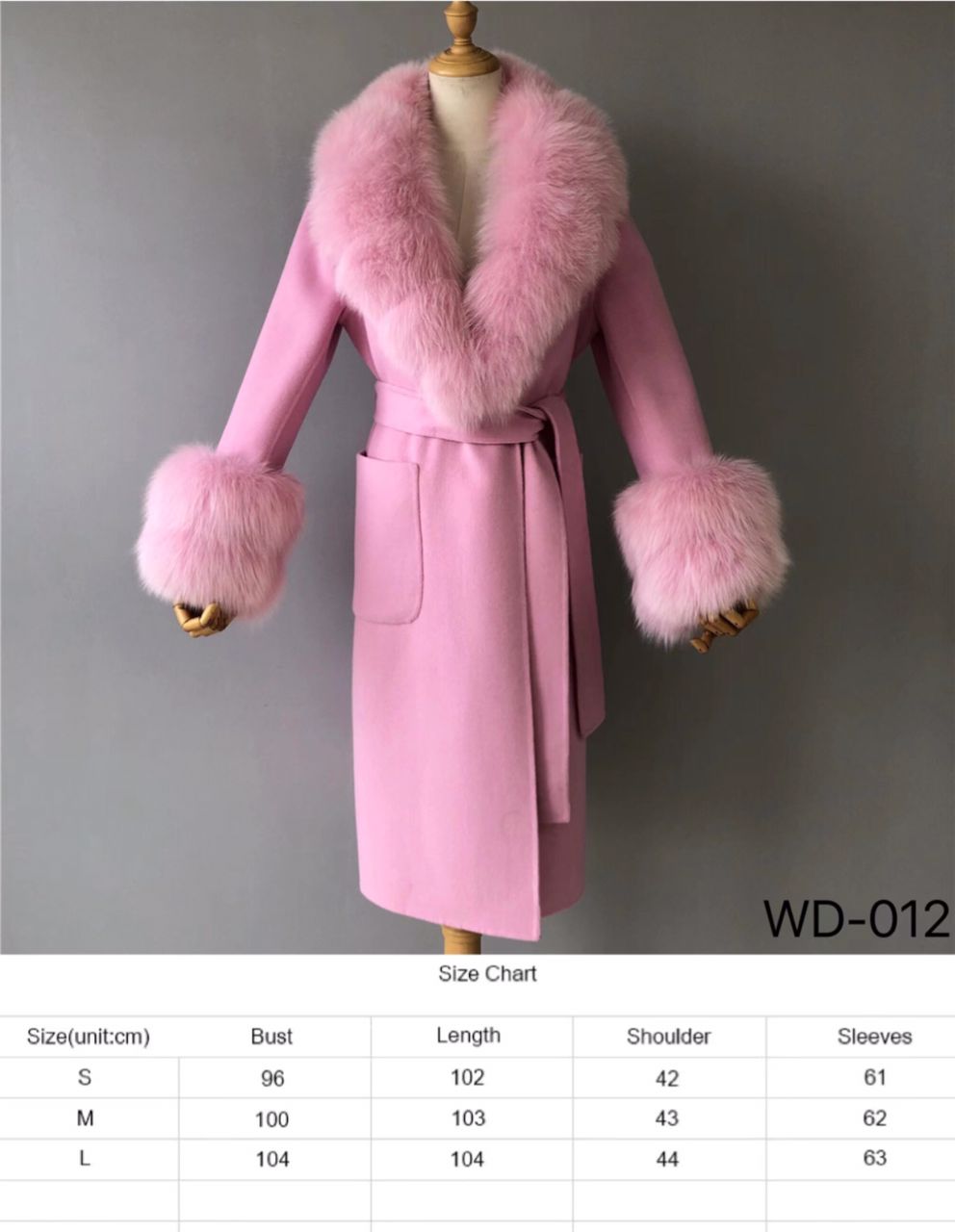 Wool coat with  Fox Collar and Cuff