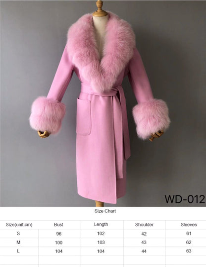 Wool coat with  Fox Collar and Cuff
